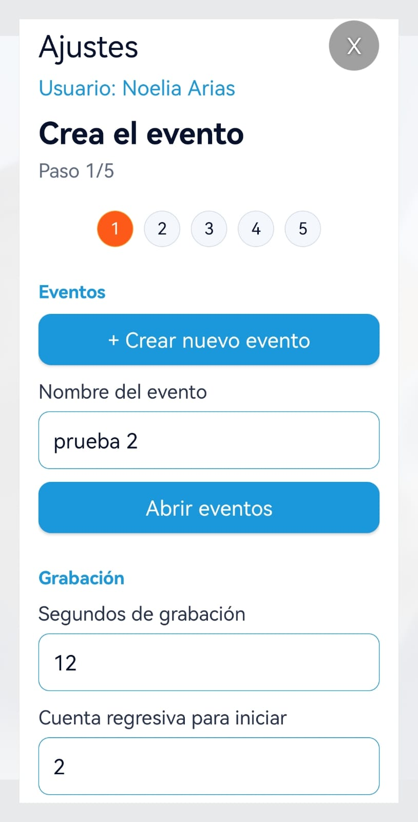 Crea el evento — Paso 1/5