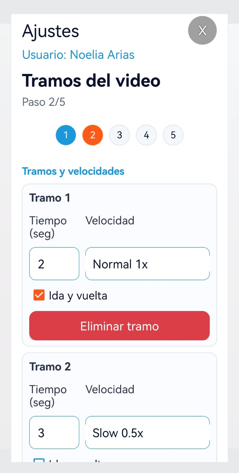 Tramos del video — Paso 2/5